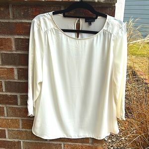 The Limited Ladies L Tall Cream Sheer Blouse
